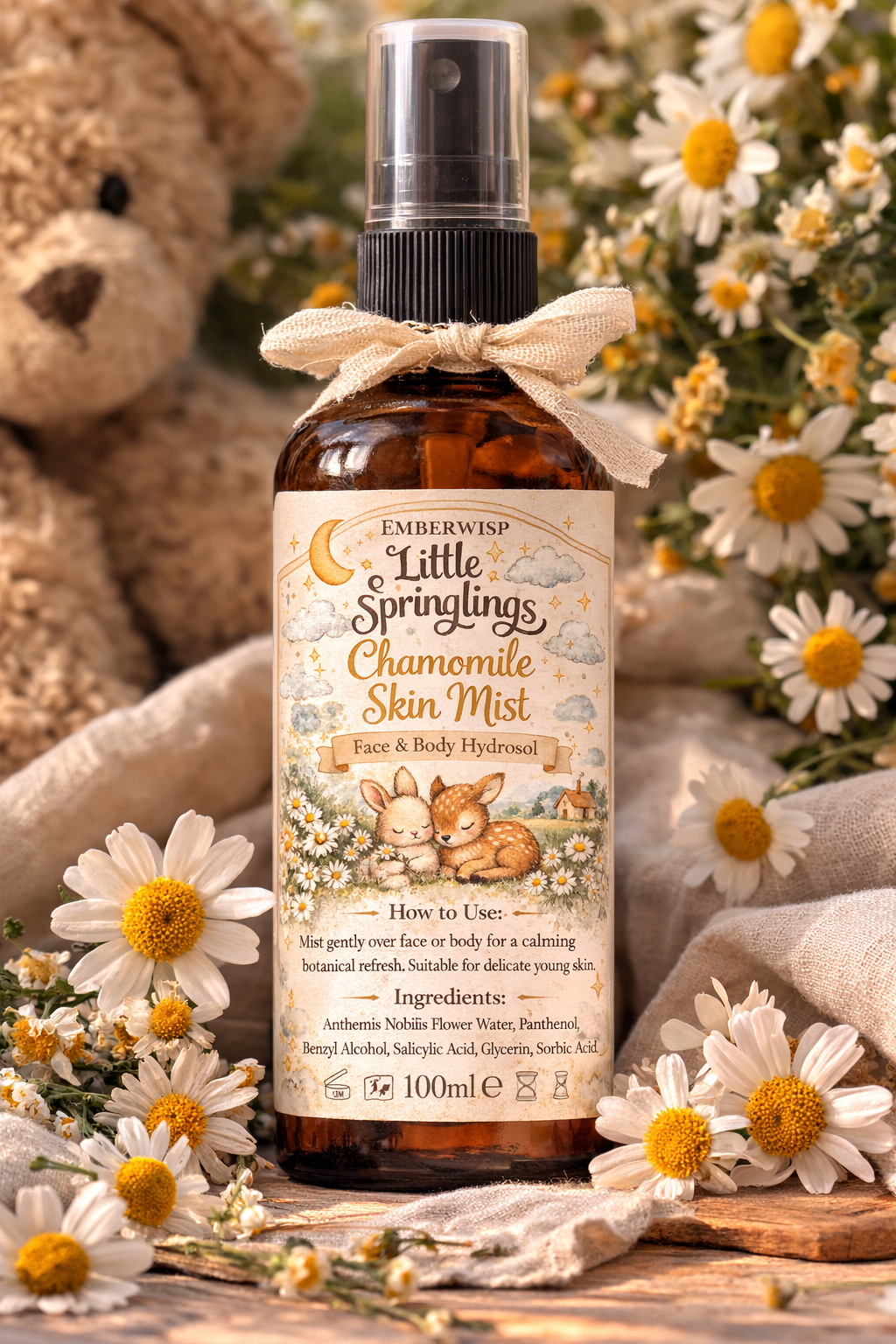 Emberwisp Little Springlings
Chamomile Calm Skin Mist
A Gentle Botanical Mist for Delicate Skin